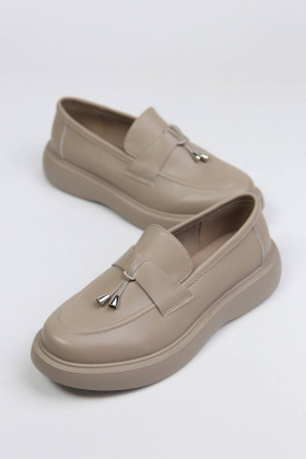 Туфли кожаные Hengj D20-6beige- фото 1 - интернет-магазин обуви Pratik